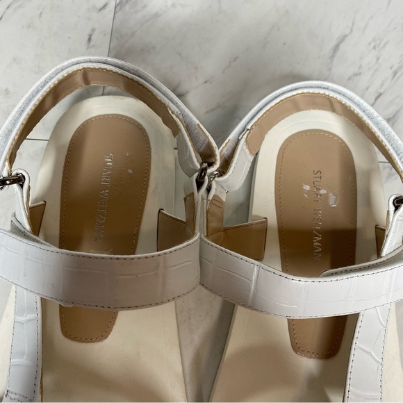 Stuart Weitzman Vail White Crocodile Sport Sandal 7B - Picture 11 of 13
